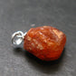 Gem Spessartine Spessartite Orange Garnet Pendant in SS From Tanzania - 0.8" - 5.36 Grams