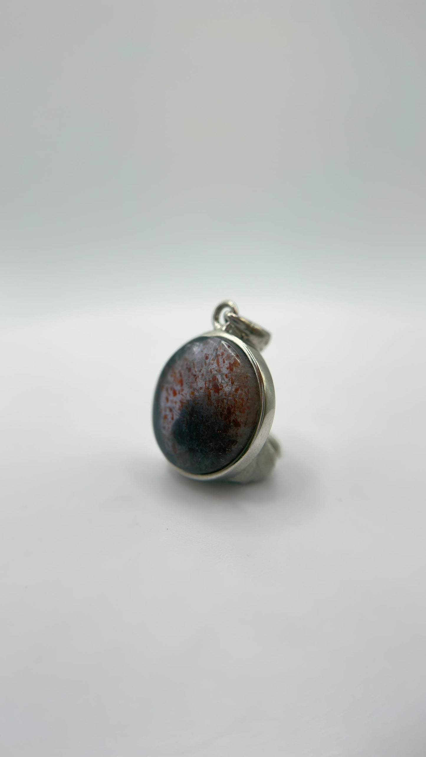 Lattice Sunstone Pendant Natural Gemstone Silver Necklace Red Green Stone Healing Crystal Jewelry Gift
