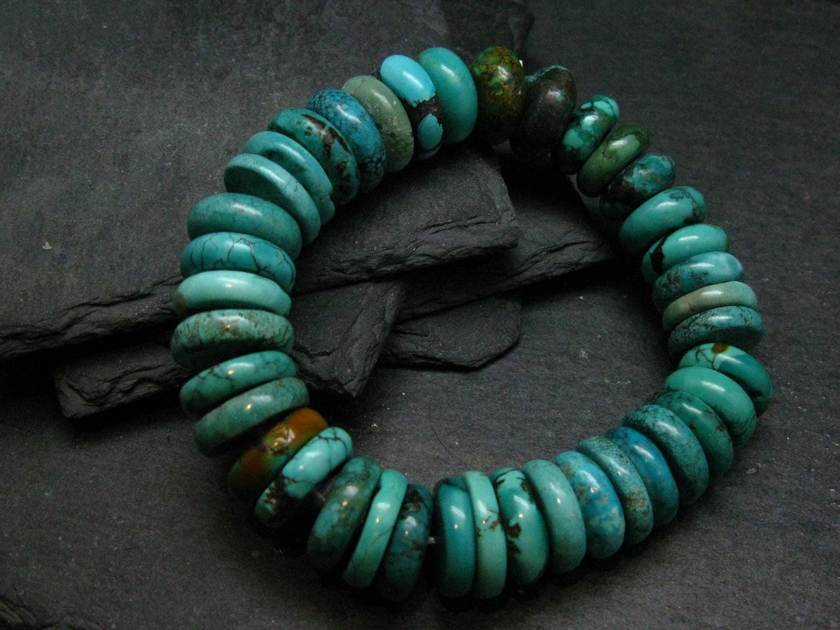 Turquoise Genuine Untreated Bracelet ~ 8 Inches ~ 18mm Rondelle Beads