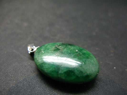 Tsavorite Gem Green Garnet Sterling Silver Pendant From Tanzania - 1.1" - 5.11 Grams