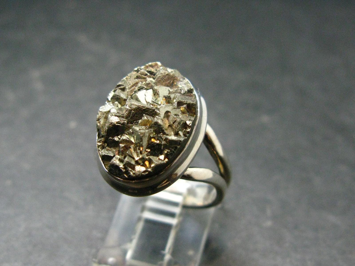 Large Raw Pyrite Silver Ring From Peru - 8.13 Grams - Size 8.25