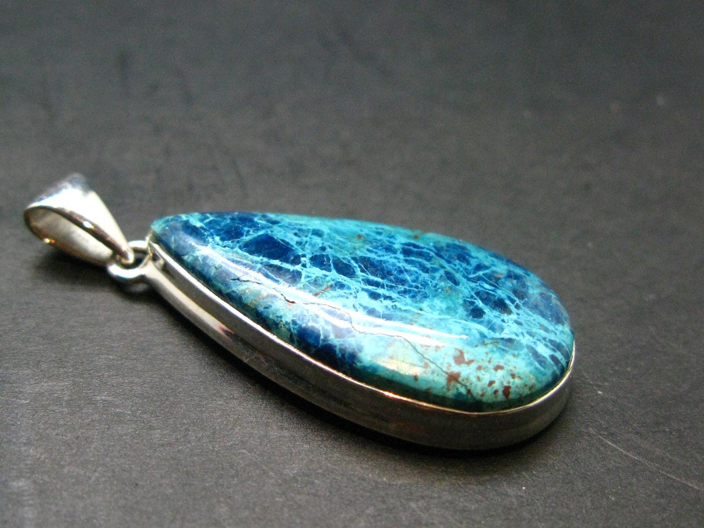 Shattuckite Silver Pendant from Namibia - 1.7" - 7.58 Grams