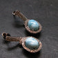 Natural Cabochon Larimar Pectolite 925 Sterling Silver Earrings from Dominican Republic - 4.33 Grams