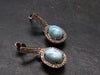 Natural Cabochon Larimar Pectolite 925 Sterling Silver Earrings from Dominican Republic - 4.33 Grams