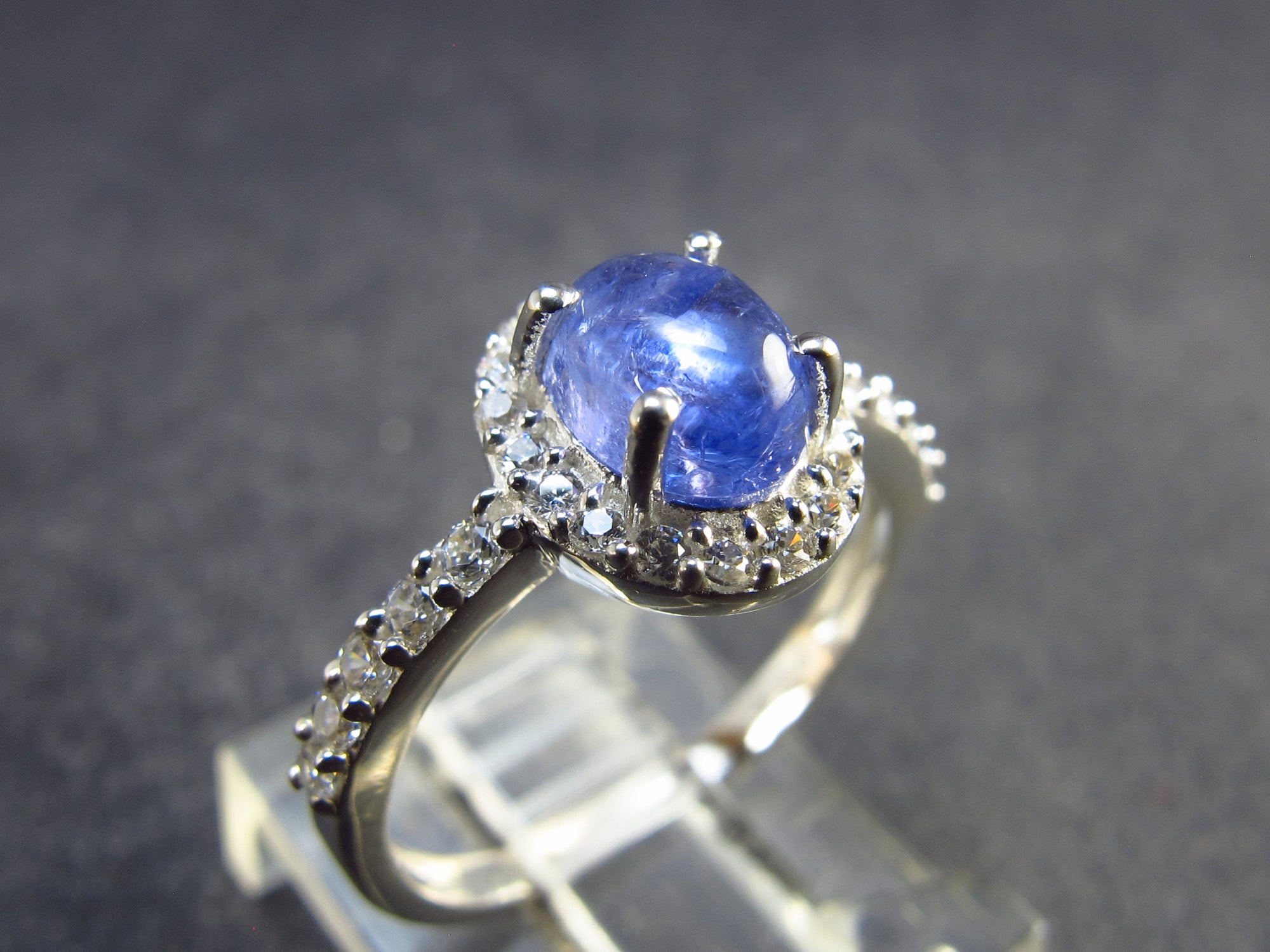 Gem Terminated Blue Tanzanite Silver Ring from Tanzania - 1.94