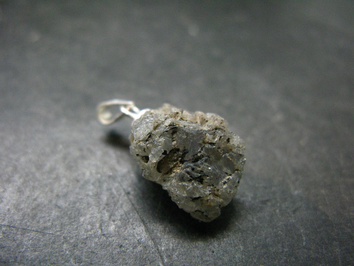 Gray Herderite Silver Pendant from Africa - 0.8" - 2.46 Grams