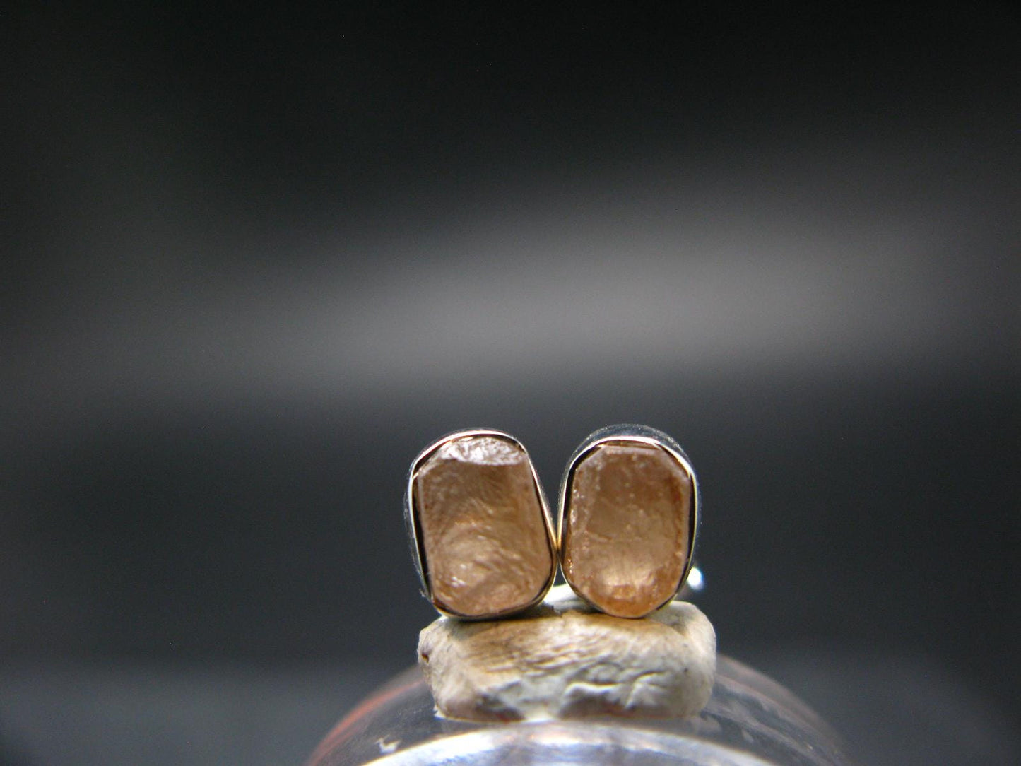 Hessonite Garnet Silver Stud Earrings From Canada - 0.6" - 1.55 Grams