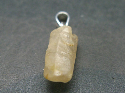 Yellow Terminated Sapphire Corundum Crystal Silver Pendant From Sri Lanka - 0.8" - 4.80 Carats