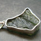 Moldavite Tektite Silver Clover Pendant from Czech Republic - 1.4" - 6.66 Grams
