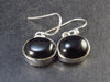 Black Onyx Cabochon Sterling Silver Earrings - 0.9" - 4.7 Grams