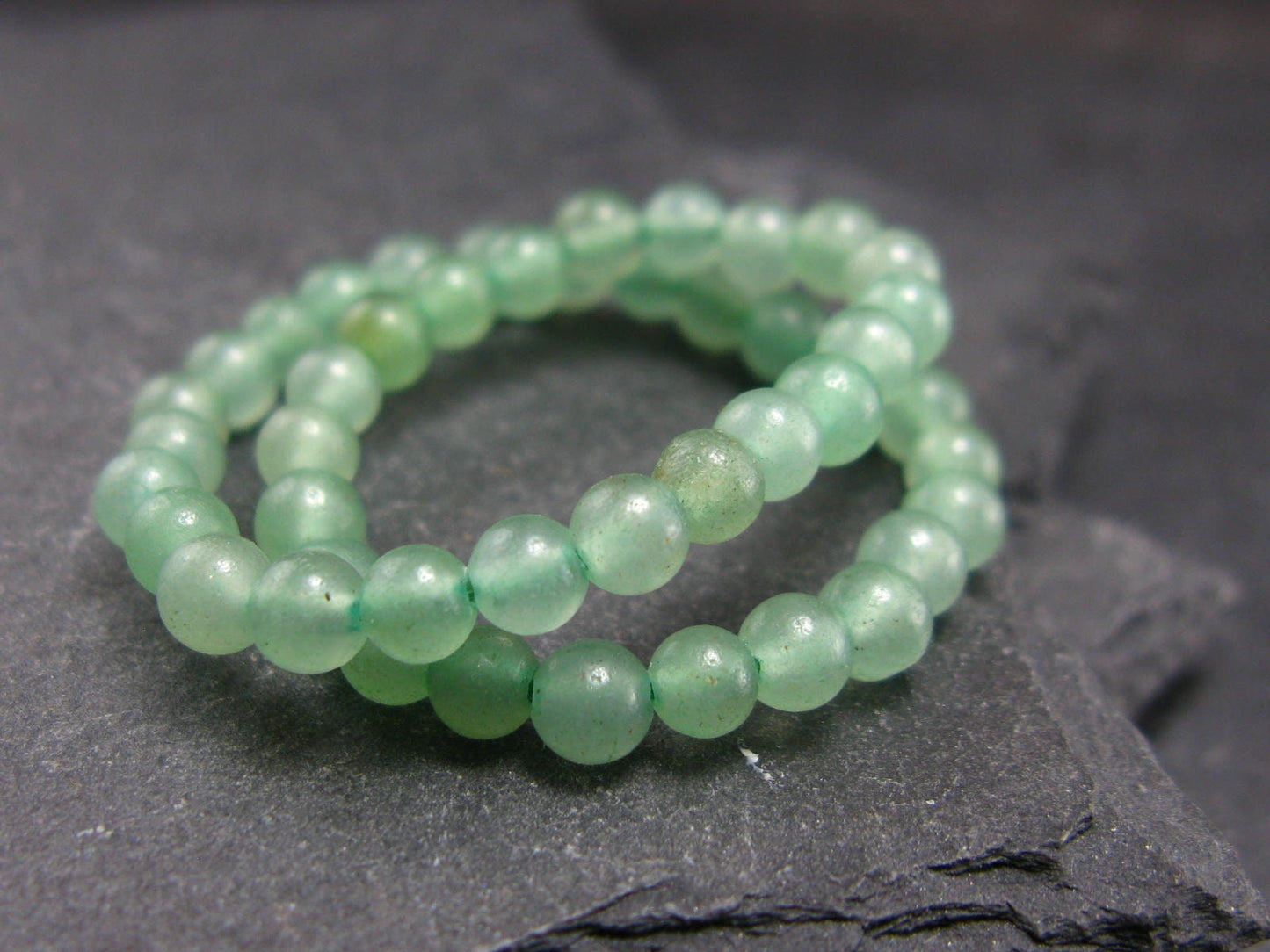 Green Aventurine Genuine Bracelet ~ 7 Inches ~ 4mm Round Beads