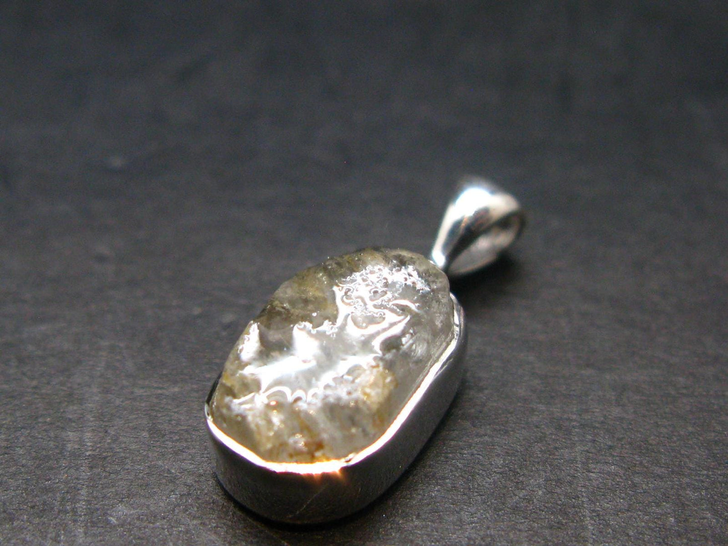 Gray Herderite Silver Pendant from Africa - 0.7" - 1.21 Grams