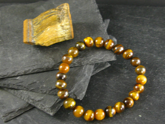 Tiger Eye Genuine Bracelet ~ 7 Inches ~ 8mm Round Beads