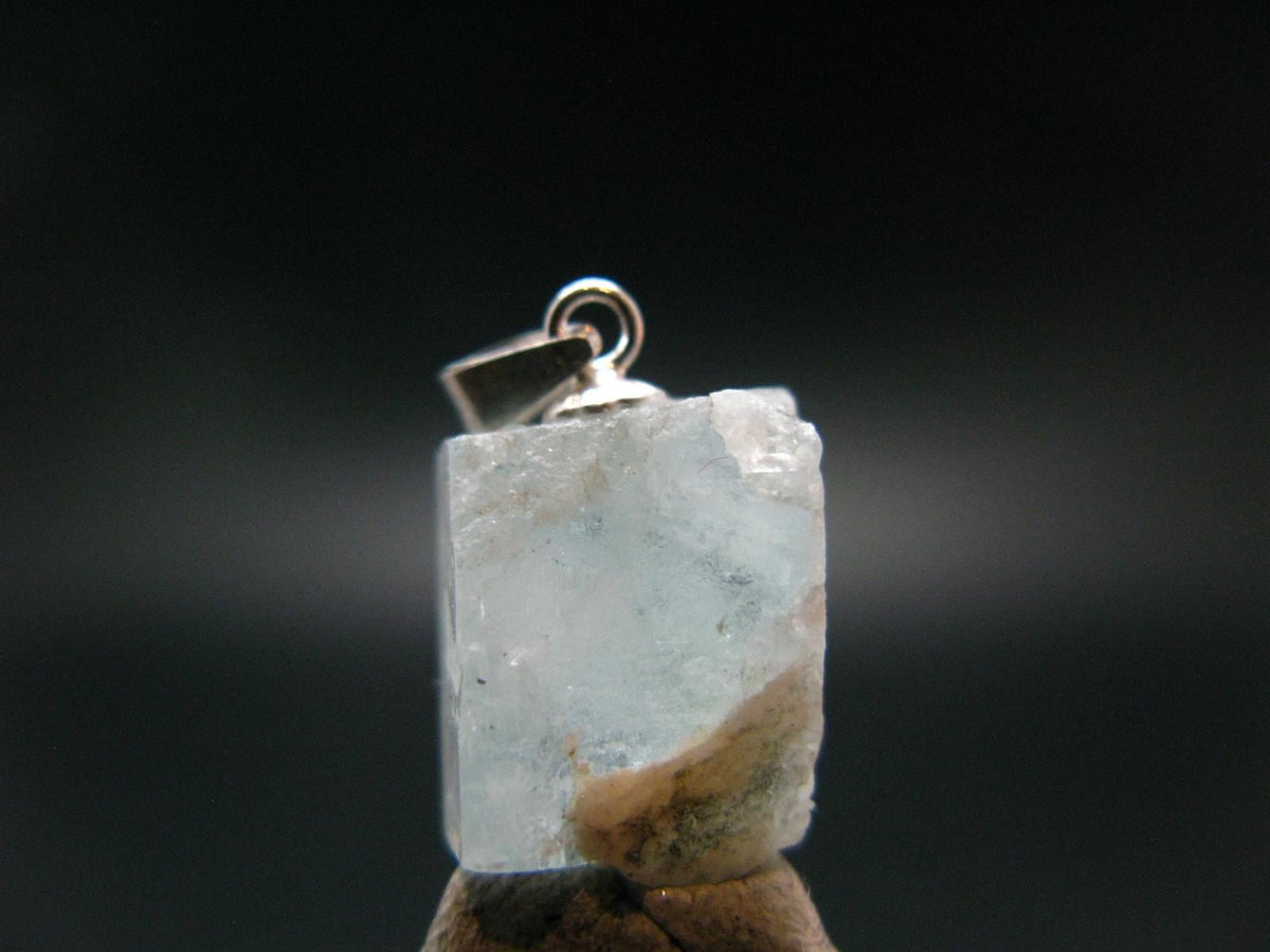 Aquamarine Gem Sterling Silver Pendant From Brazil - 0.8" - 2.81 Grams