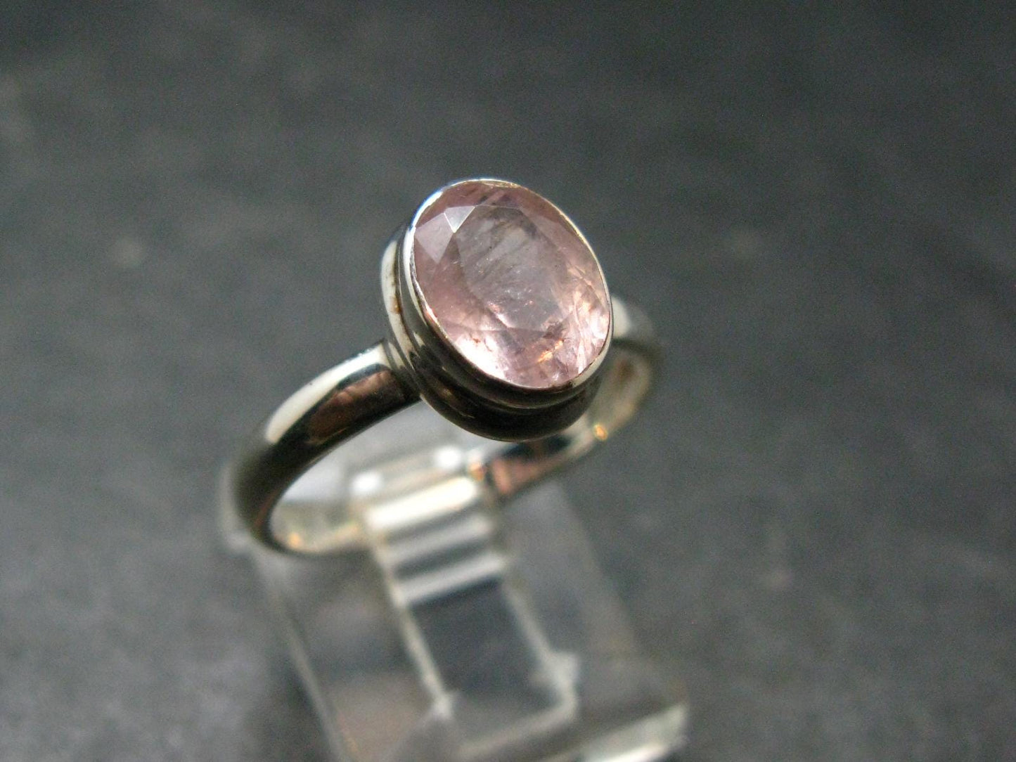 Pink Beryl!! Amazing Natural Morganite Silver Ring From Brazil - Size 8 - 3.34 Grams