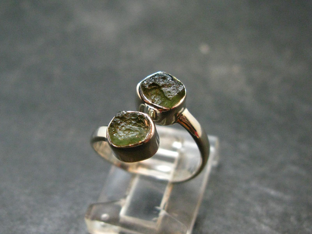 Cute Gem Moldavite Sterling Silver Ring From Czech Republic - Size 5 - 2.13 Grams