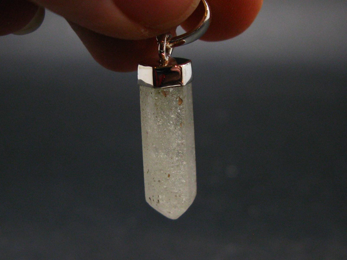 Gem Libyan Desert Glass Tektite Pendant Sterling Silver from Libya - 1.3" - 2.57 Grams