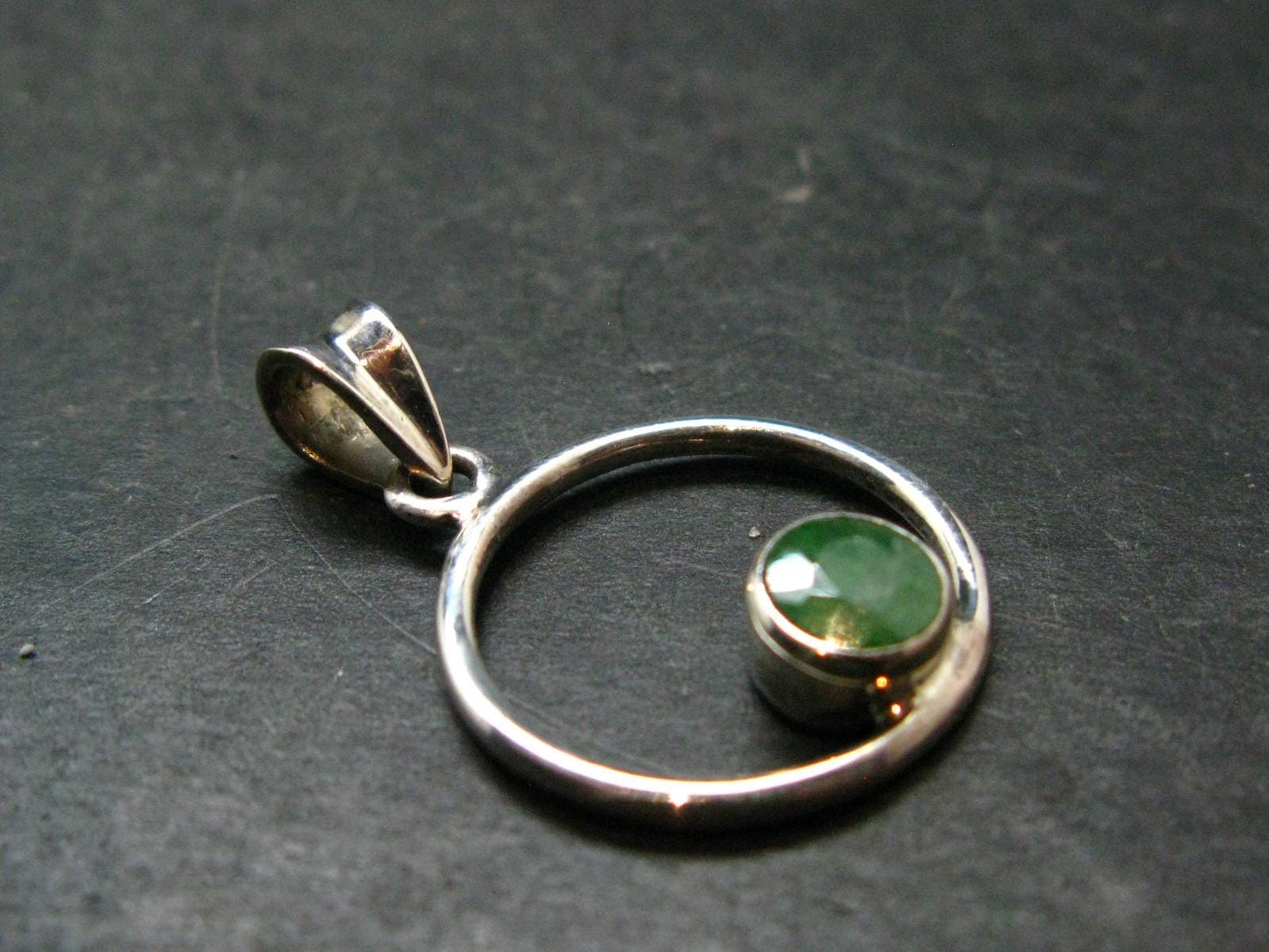 Tsavorite Faceted Green Garnet Sterling Silver Pendant From Tanzania - 2.78 Grams - 1.2"