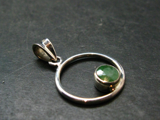 Tsavorite Faceted Green Garnet Sterling Silver Pendant From Tanzania - 2.78 Grams - 1.2"