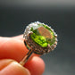 Natural Faceted Peridot Olivine Sterling Silver Ring - 3.54 Grams - Size 8.75