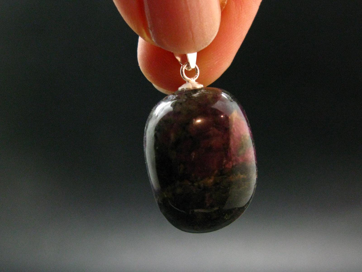 Nice Red Eudyalite Eudialite Silver Pendant From Russia - 1.2"