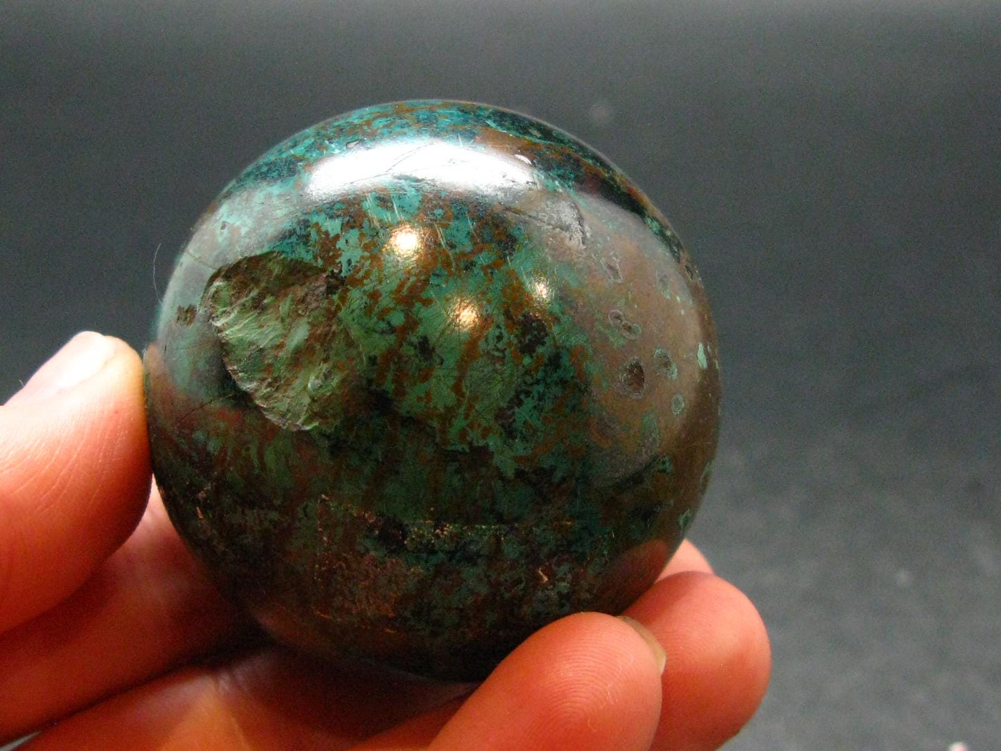 Quantum Quattro Sphere - Malachite Shattuckite Chrysocola Dioptase - 1.8" - 155.76 Grams