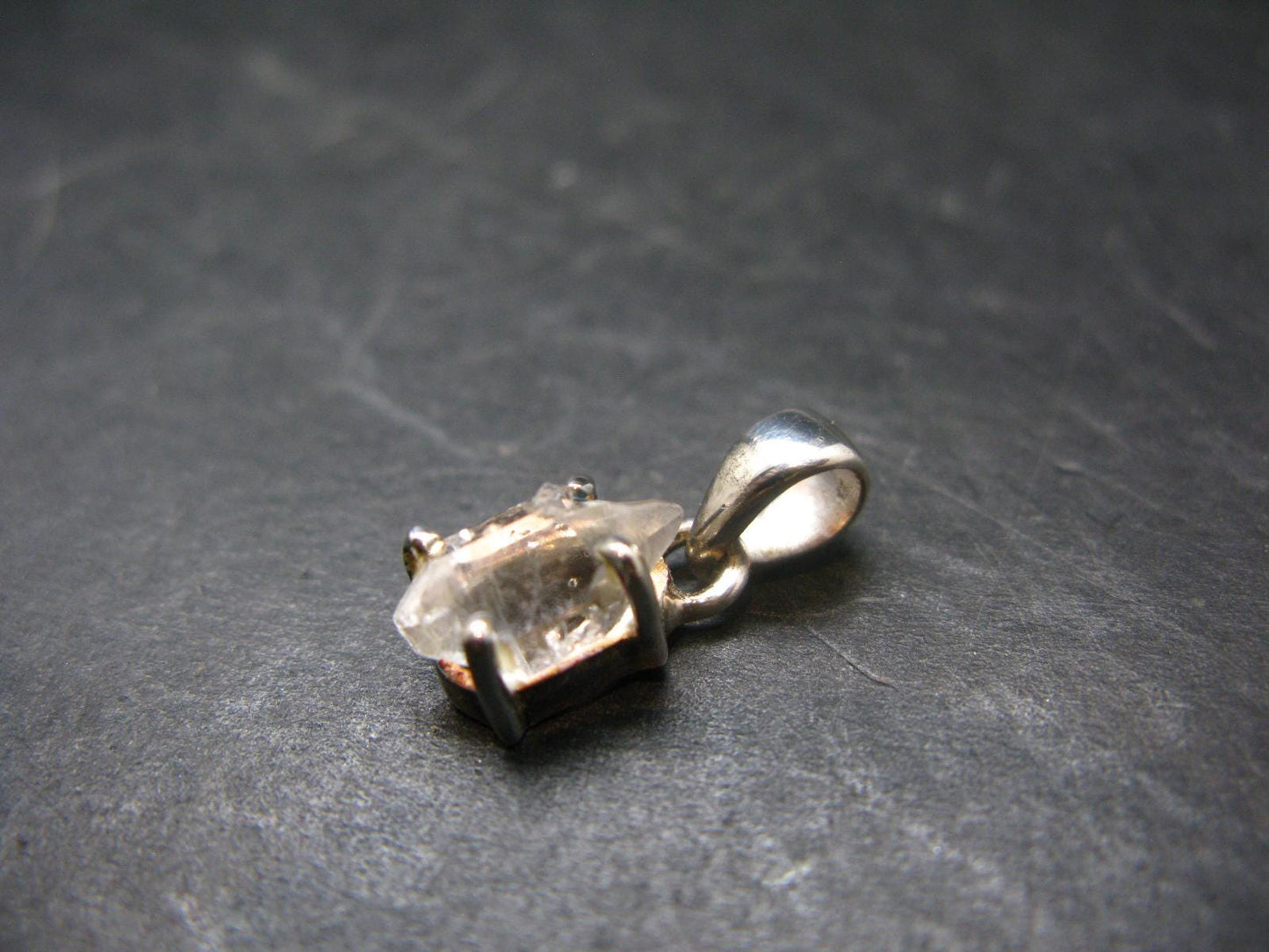 Fine Natural Herkimer Diamond Silver Pendant From New York 0.7" - 1.6 Grams