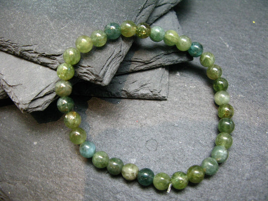 Rare Green Apatite Genuine Bracelet ~ 7 Inches ~ 6mm Round Beads