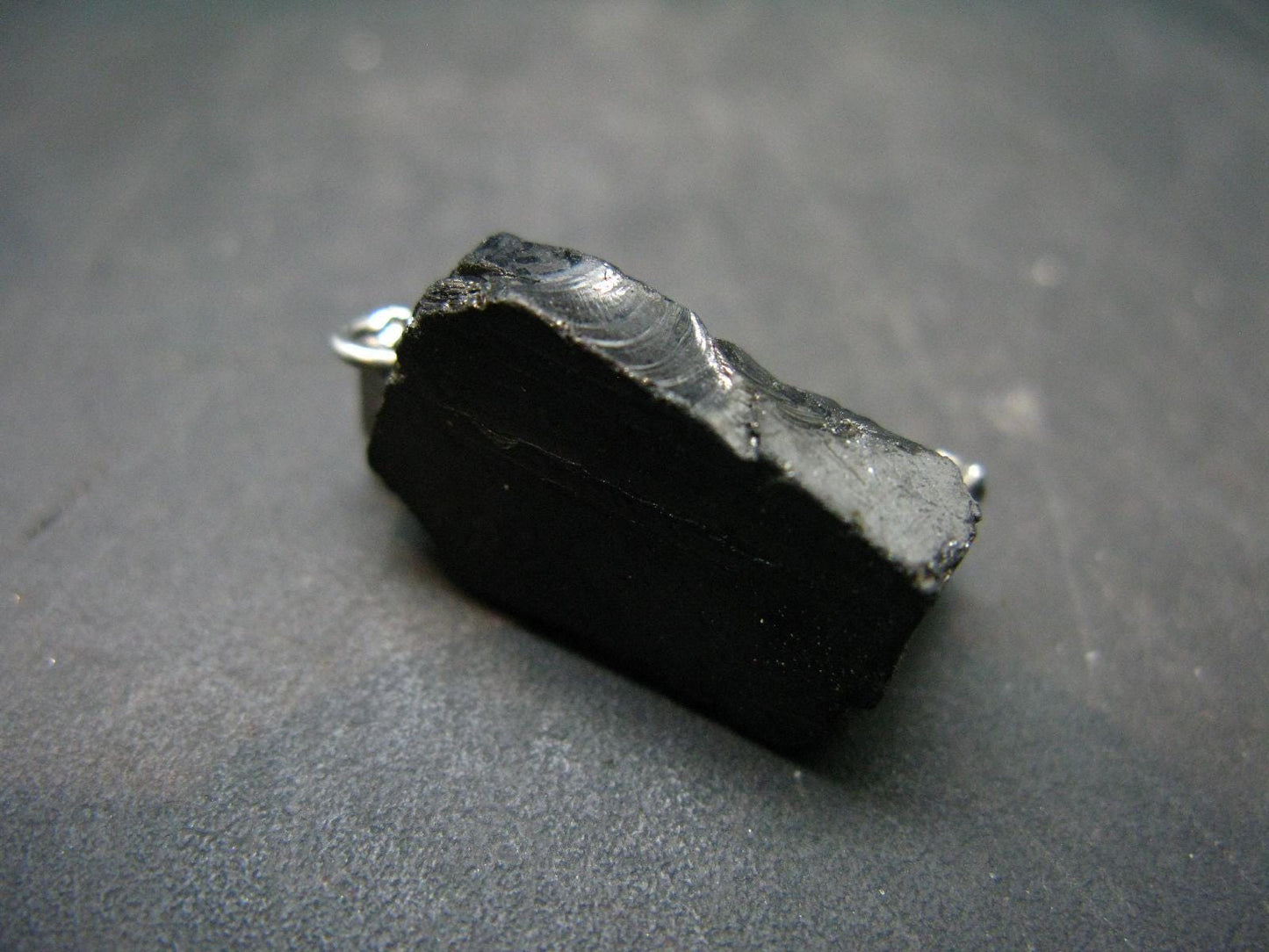 Unpolished Elite Shungite Silver Pendant from Russia - 1.1" - 2.71 Grams