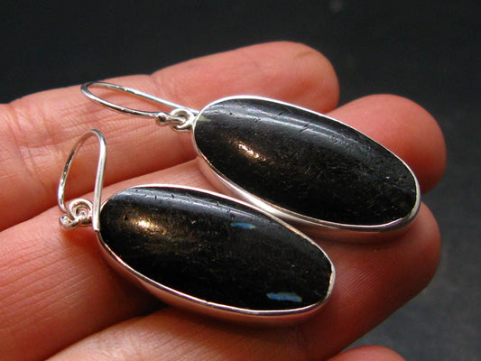 Very Rare Sterling Silver Nuumite Nuummite Earrings From Greenland