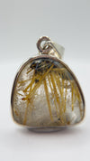 Natural Rutilated Quartz Pendant in Sterling Silver – Golden Needle Inclusion Gemstone