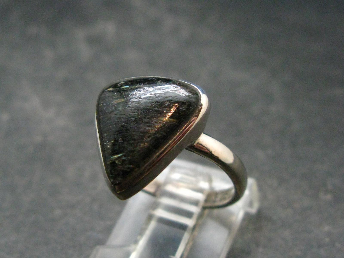 Real!! Very Rare Nuumite Nuummite Sterling Silver Ring from Greenland - 3.59 Grams - Size 6.25
