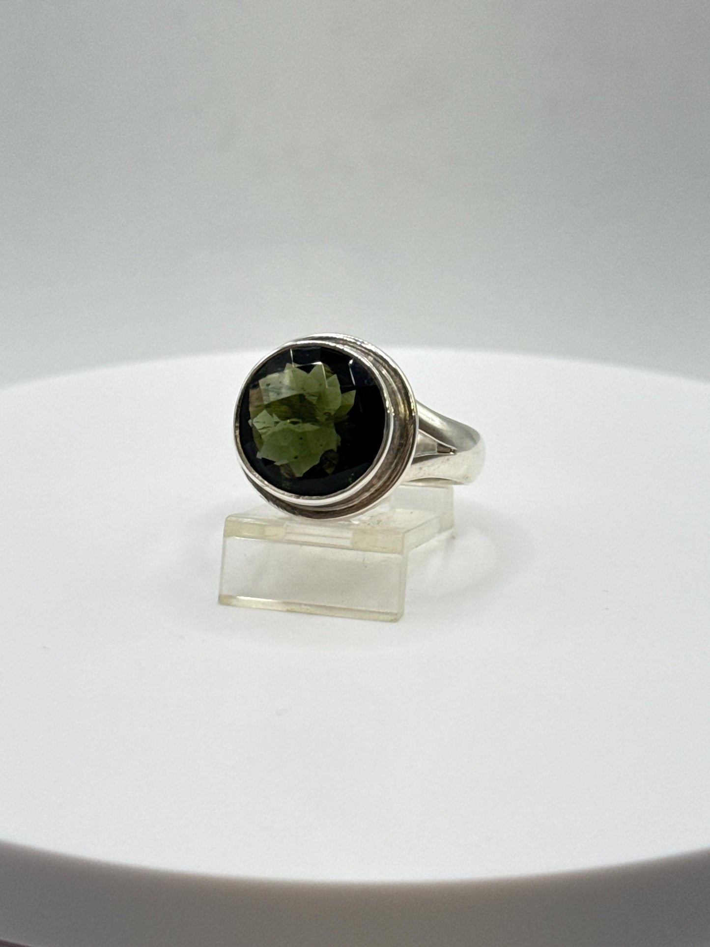 Natural Moldavite Ring | Genuine Green Tektite from Czech Republic | Transformation & Healing Crystal Jewelry - Size 9.5