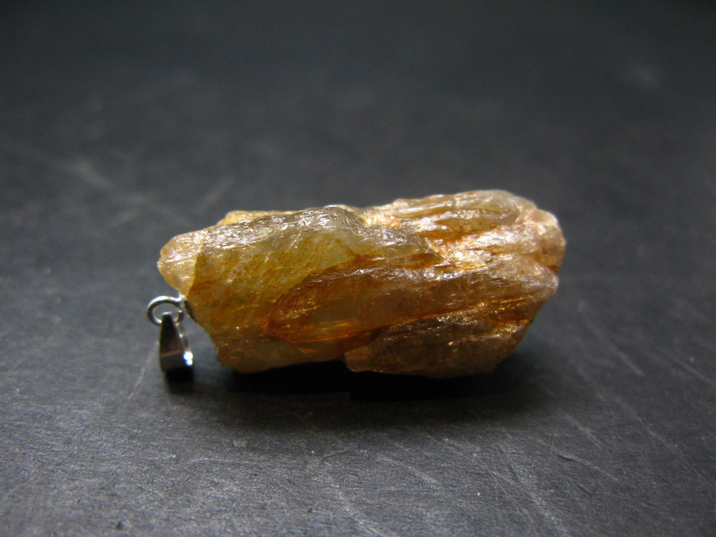 Gem Color Change See-Thru Straw Terminated Crystal Diaspore Crystal Silver Pendant From Turkey - 1.4" - 8.56 Grams