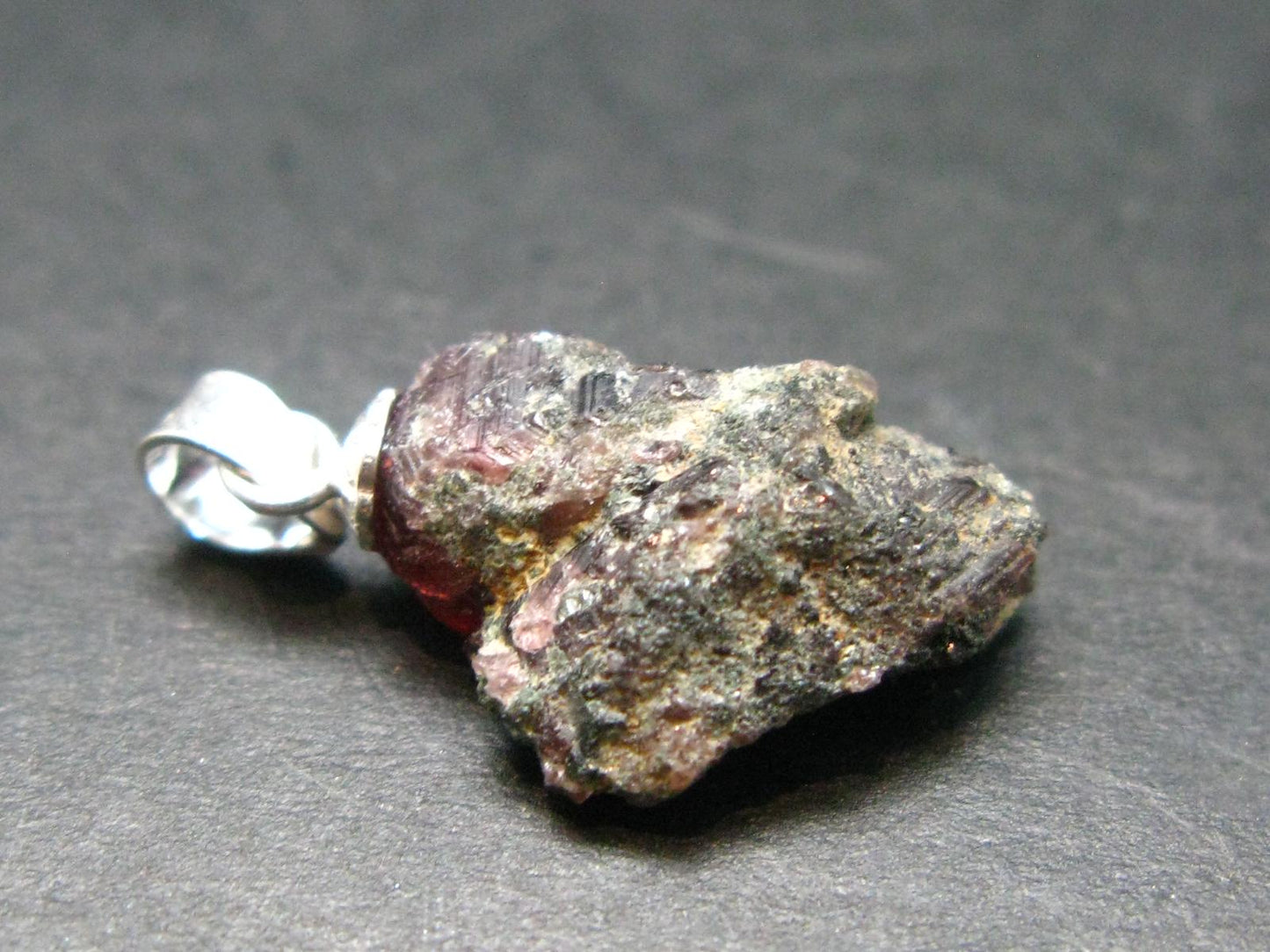 Ruby Crystal Silver Pendant from Winza Tanzania - 0.8" - 1.76 Grams