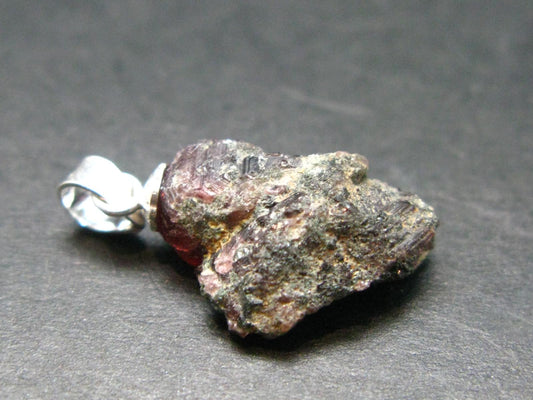 Ruby Crystal Silver Pendant from Winza Tanzania - 0.8" - 1.76 Grams