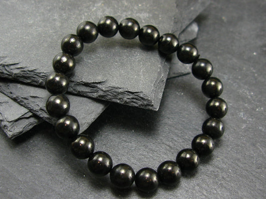 Whitby Jet Genuine Bracelet From UK ~ 7 Inches ~ 8mm Round Beads