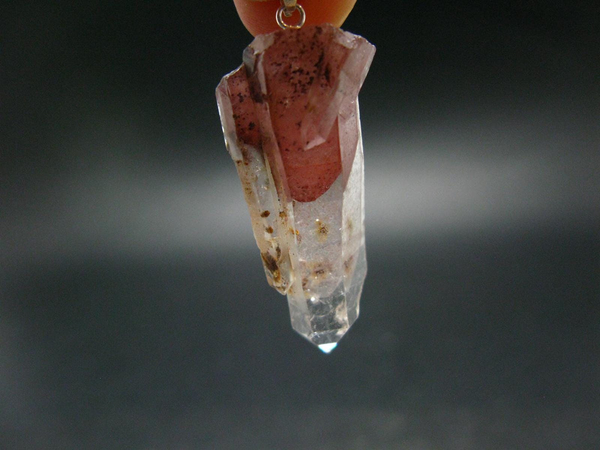 Phantom Hematite in Quartz Crystal Pendant From India - 1.7" - 7.20 Grams