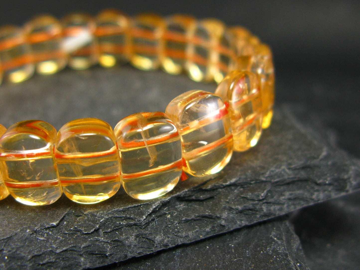 Citrine Genuine Bracelet ~ 6.5 Inches ~ 10mm Oval Beads