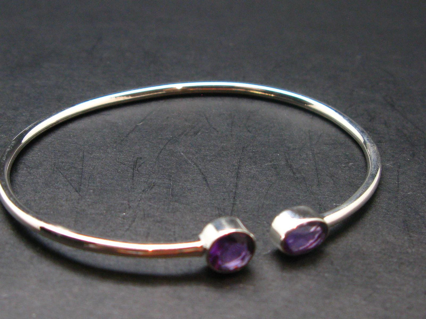 Natural Faceted Amethyst Bracelet 925 Sterling Silver - 7.5" - 4.0 Grams