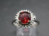 Natural Faceted Red Garnet Rhodium Plated Sterling Silver Ring with CZ - Size 7