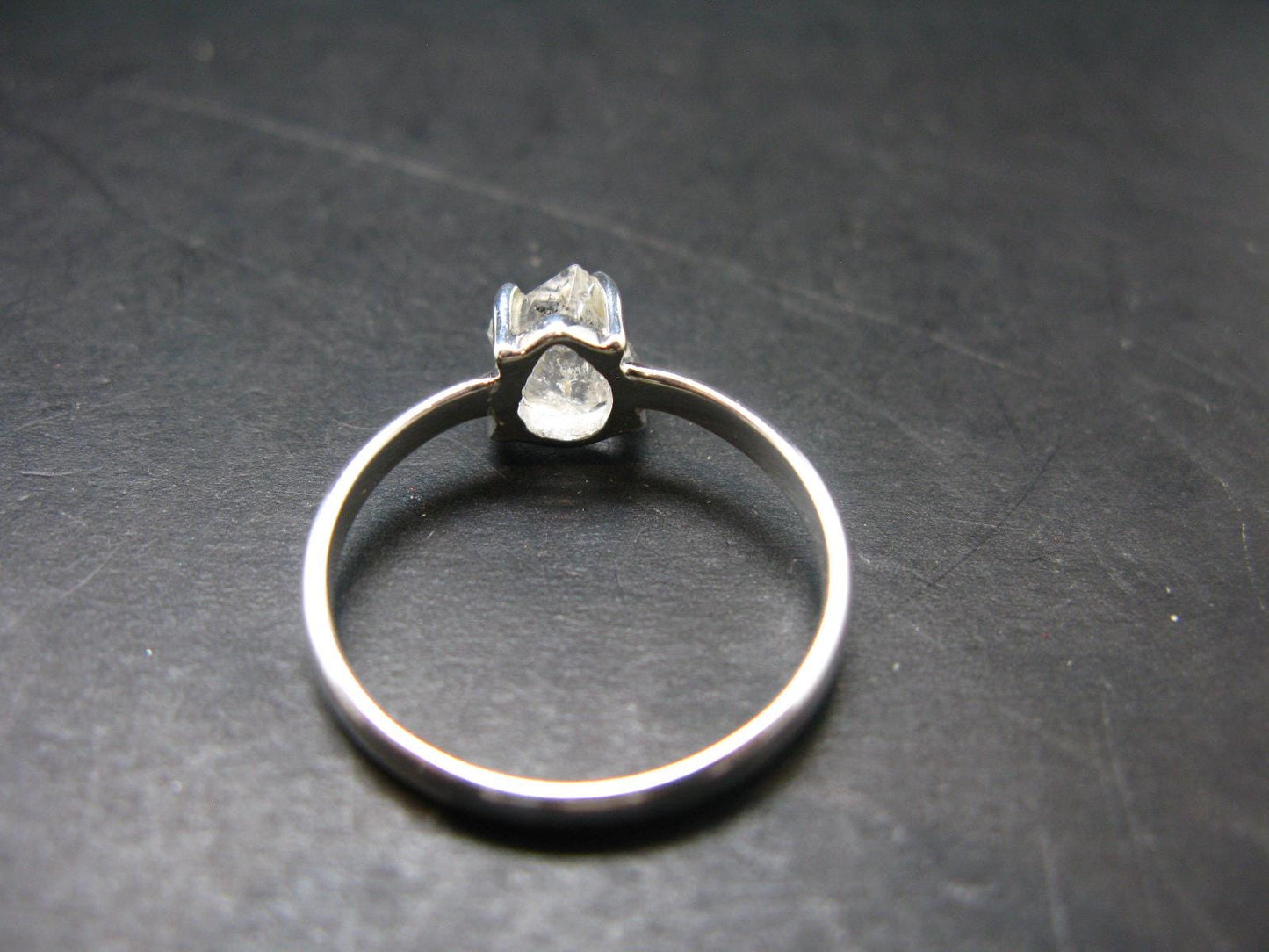 Fine Clear Natural Herkimer Diamond Silver Ring From New York - Size 11 - 2.53 Grams