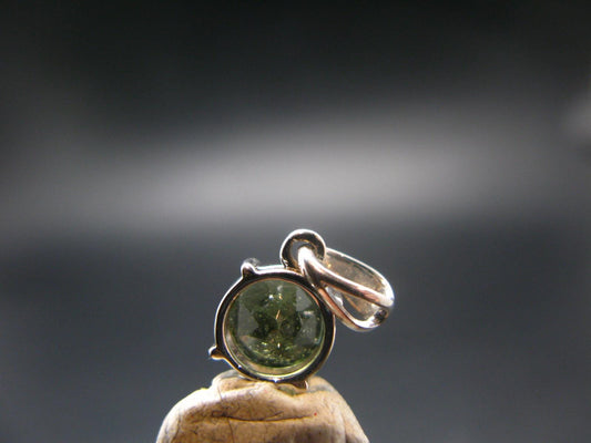 Moldavite Tektite Silver Pendant from Czech Republic - 0.6" - 0.95 Grams