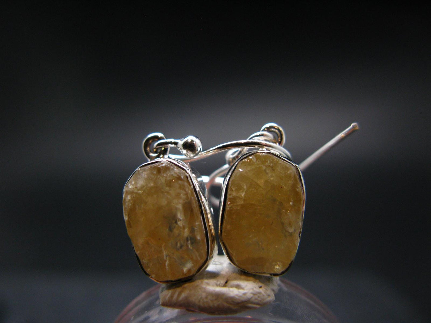 Rare Agni Gold Danburite Silver Earrings From Tanzania - 2.90 Grams - 1.1"