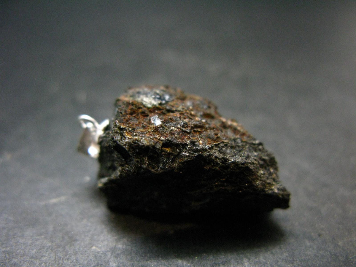 Silver Nuumite Nuummite Pendant From Greenland - 1.3"