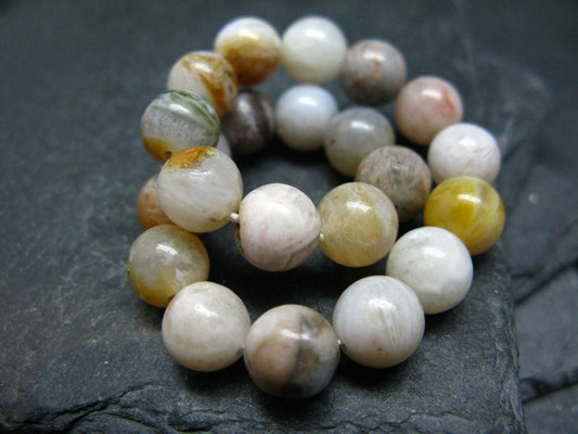 Bamboo Leaf Agate Genuine Bracelet ~ 7 Inches ~ 8mm Round Beads
