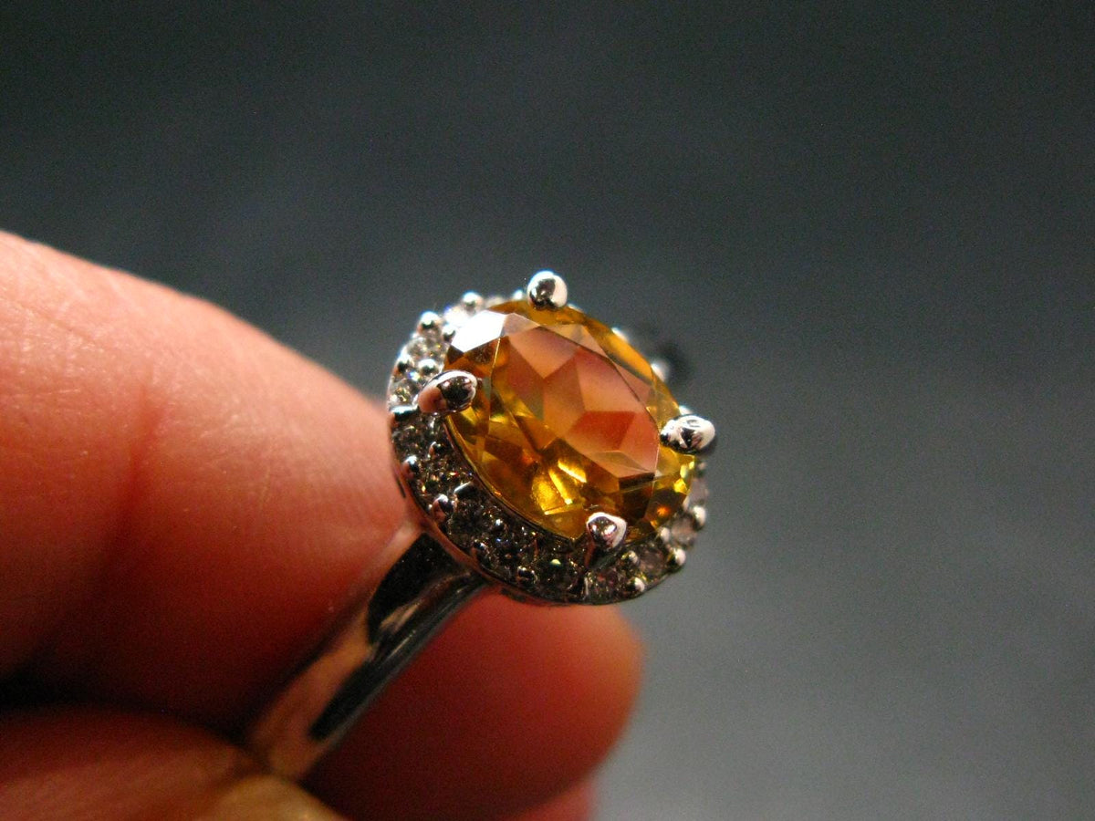 Stone of Success!! Natural Golden Yellow Citrine Faceted Sterling Silver Ring - Size 8.5 - 3.17 Grams
