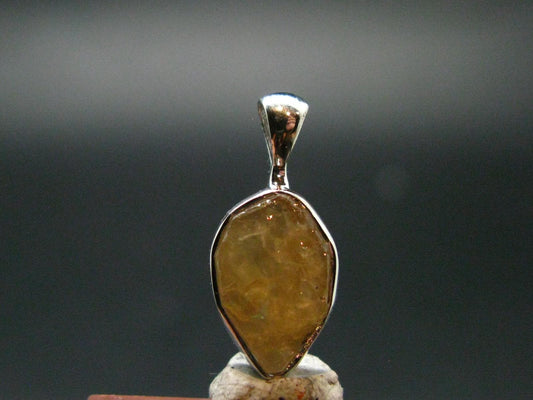 Large Natural Agni Gold Danburite Sterling Silver Pendant from Tanzania - 0.7" - 1.20 Grams