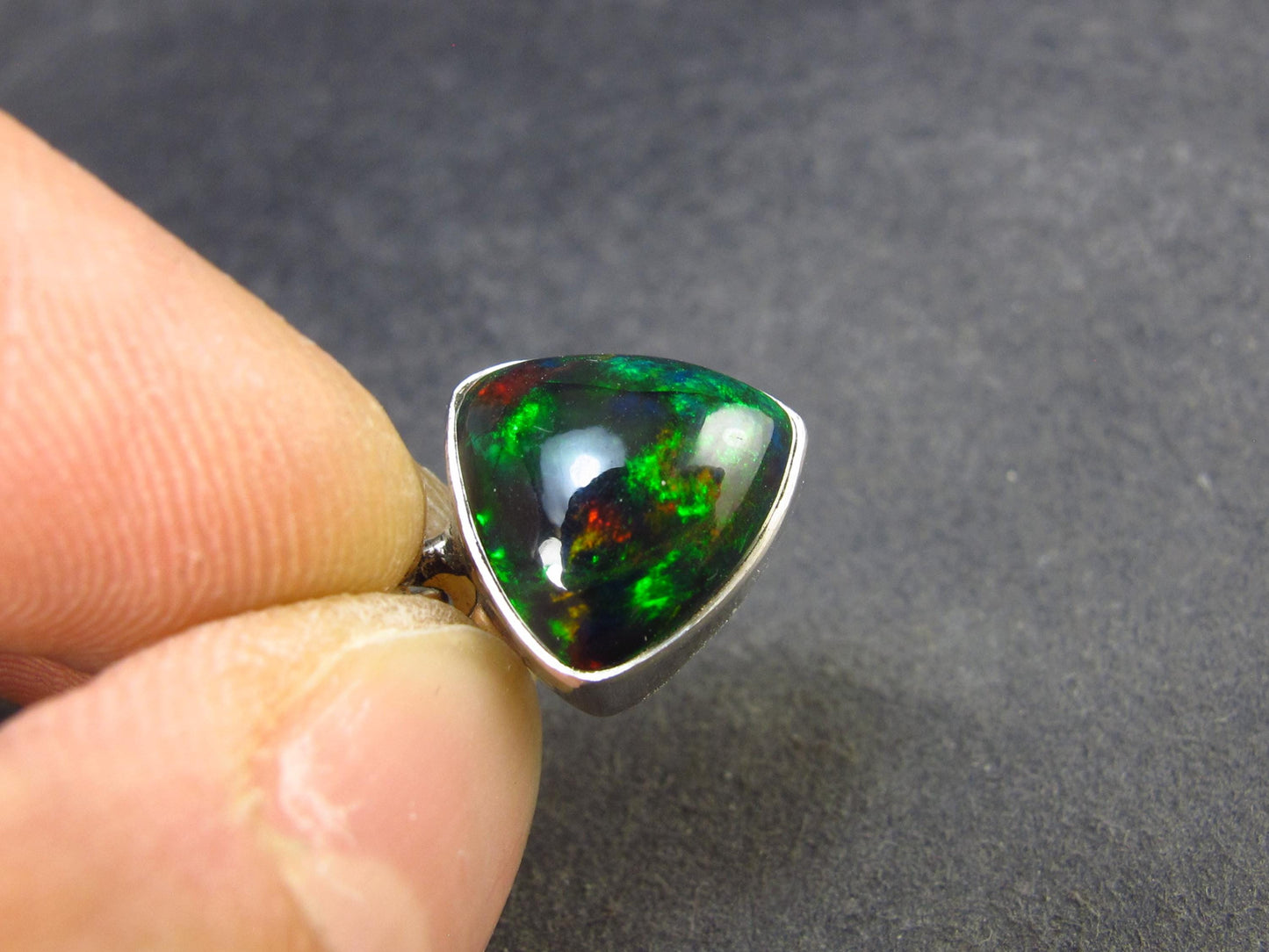 Rare Black Opal Sterling Silver Pendant from Australia - 0.7" - 1.61 Grams
