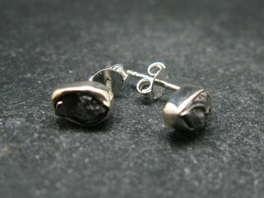 Raw Campo Del Cielo Meteorite Stud Earrings In Silver From Argentina